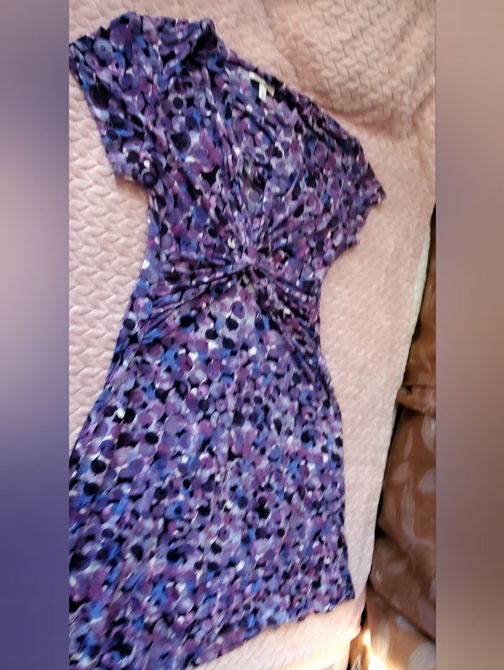 Dressbarn Purple/Blue/White Geometric/Circle Pattern Dress Women's